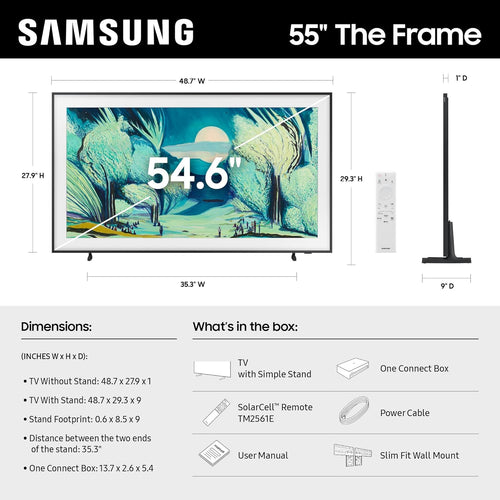 55-Inch Class the Frame LS03F 4K QLED Smart TV (2025 Model) Slim Fit Wall Mount, Modern Frame Design, NQ4 AI Gen2 Processor, Art Mode, Artful Picture Quality,  Vision AI, Alexa Built-In